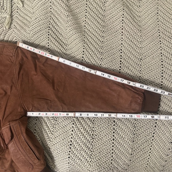 Vintage Brown Leather Bomber Pilot Flight Jacket Global Identity | Size Medium - Picture 9 of 9